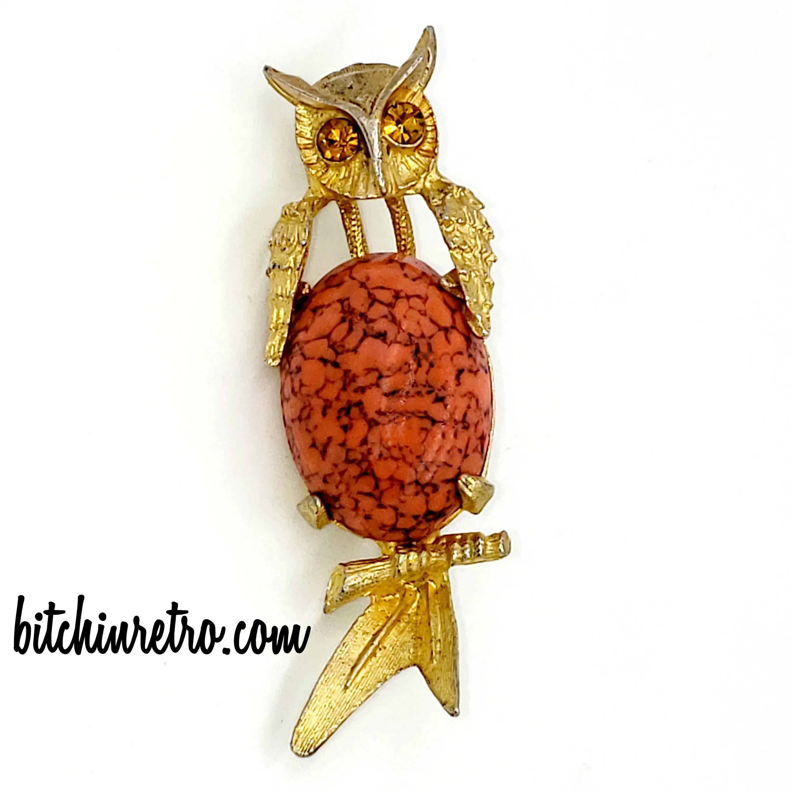 Hattie Carnegie Vintage Rhinestone Owl Brooch