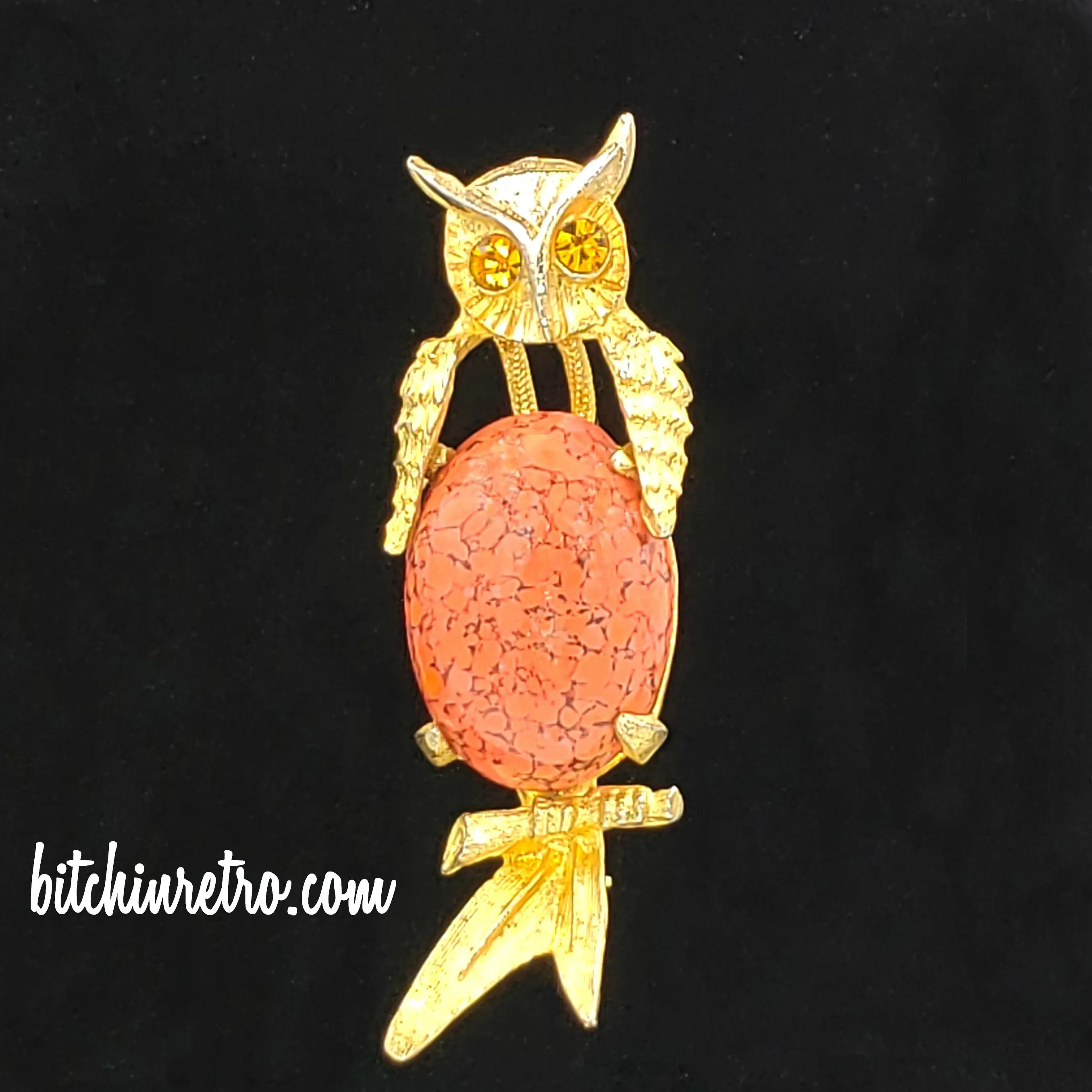 Hattie Carnegie Vintage Rhinestone Owl Brooch