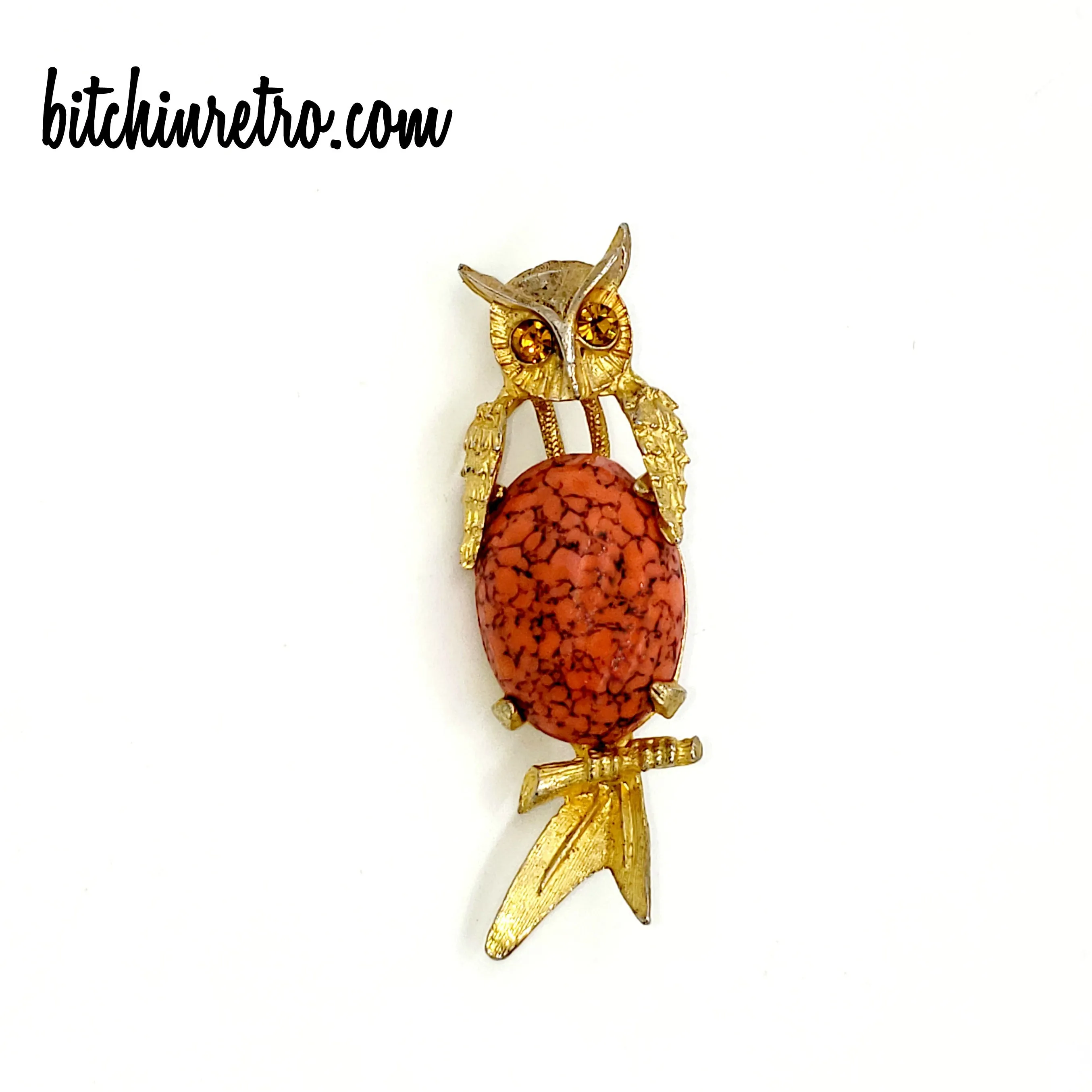 Hattie Carnegie Vintage Rhinestone Owl Brooch