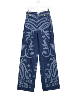 Hayley Menzies Blue Lazer Printed Wide Leg Jeans W25