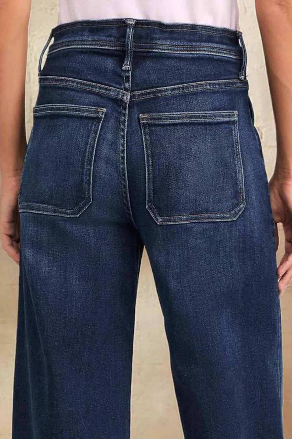 Hazel Blues® |  Contrast Drawstring Wide Leg Jeans