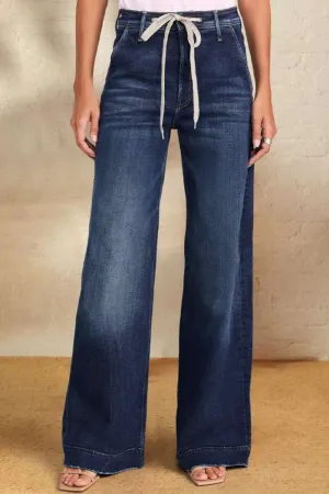 Hazel Blues® |  Contrast Drawstring Wide Leg Jeans