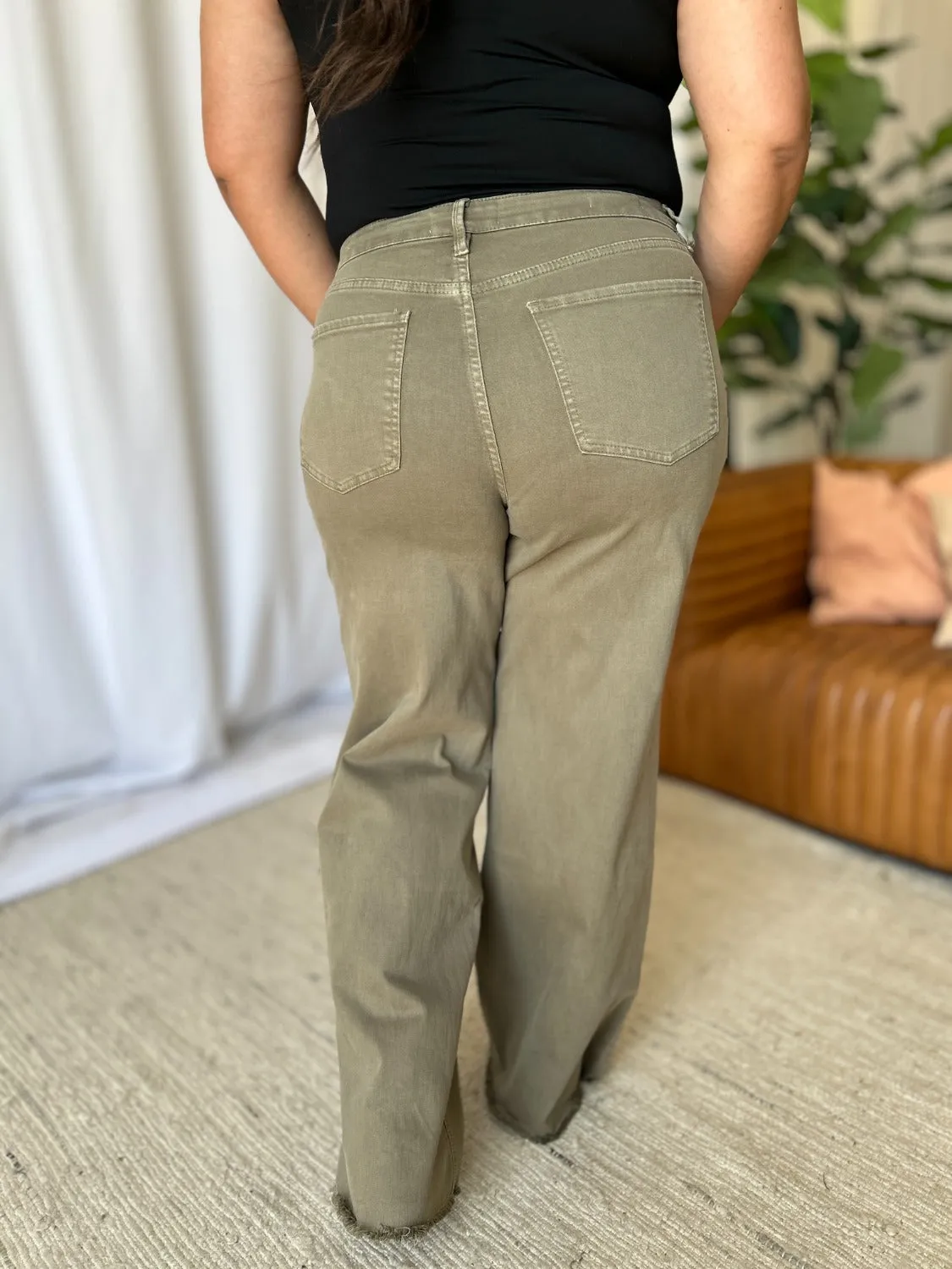 Hazel Blues® |  RFM High Rise Garment Dye Wide Leg Jeans