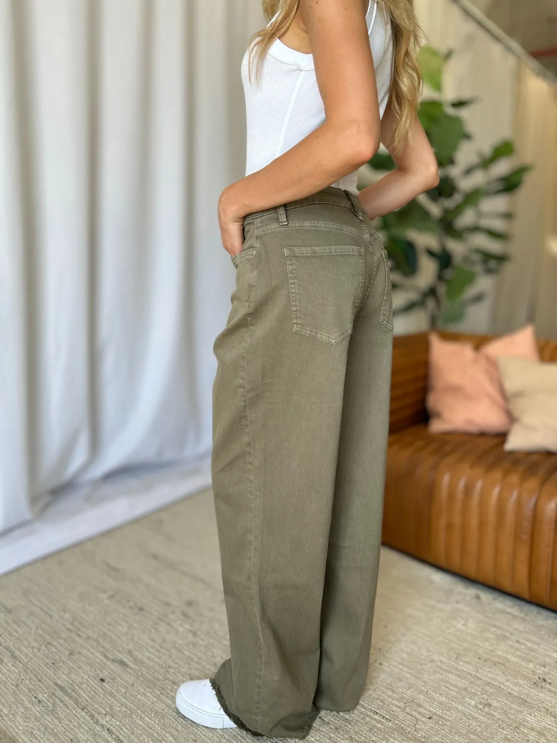 Hazel Blues® |  RFM High Rise Garment Dye Wide Leg Jeans
