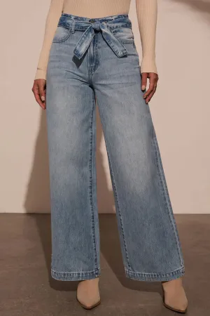Hazel Blues® |  Tied Wide Leg Jeans with Pockets