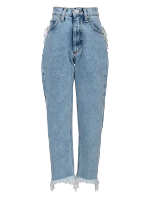 Heart Pockets Wide-leg Washed Jeans