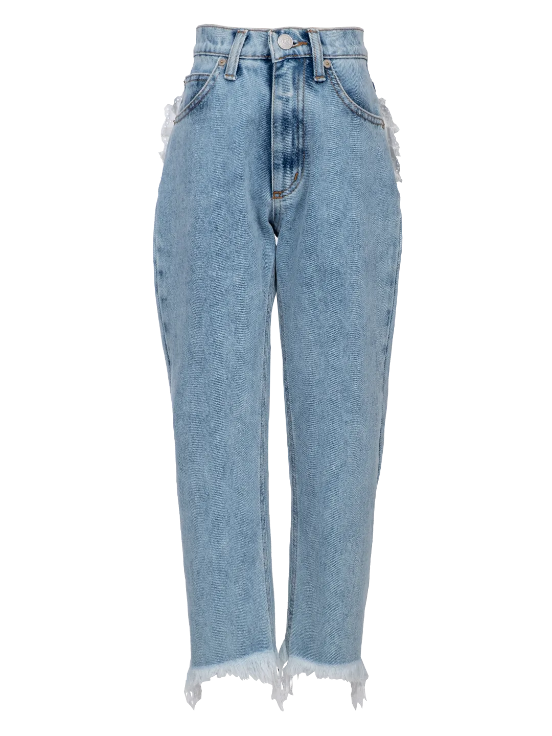 Heart Pockets Wide-leg Washed Jeans