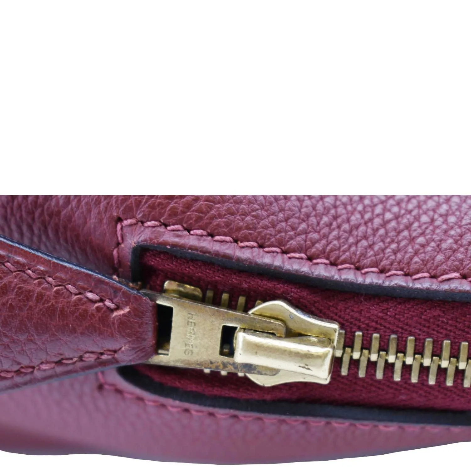 HERMES Bolide 30 Vintage Taurillon Leather Satchel Bag Maroon