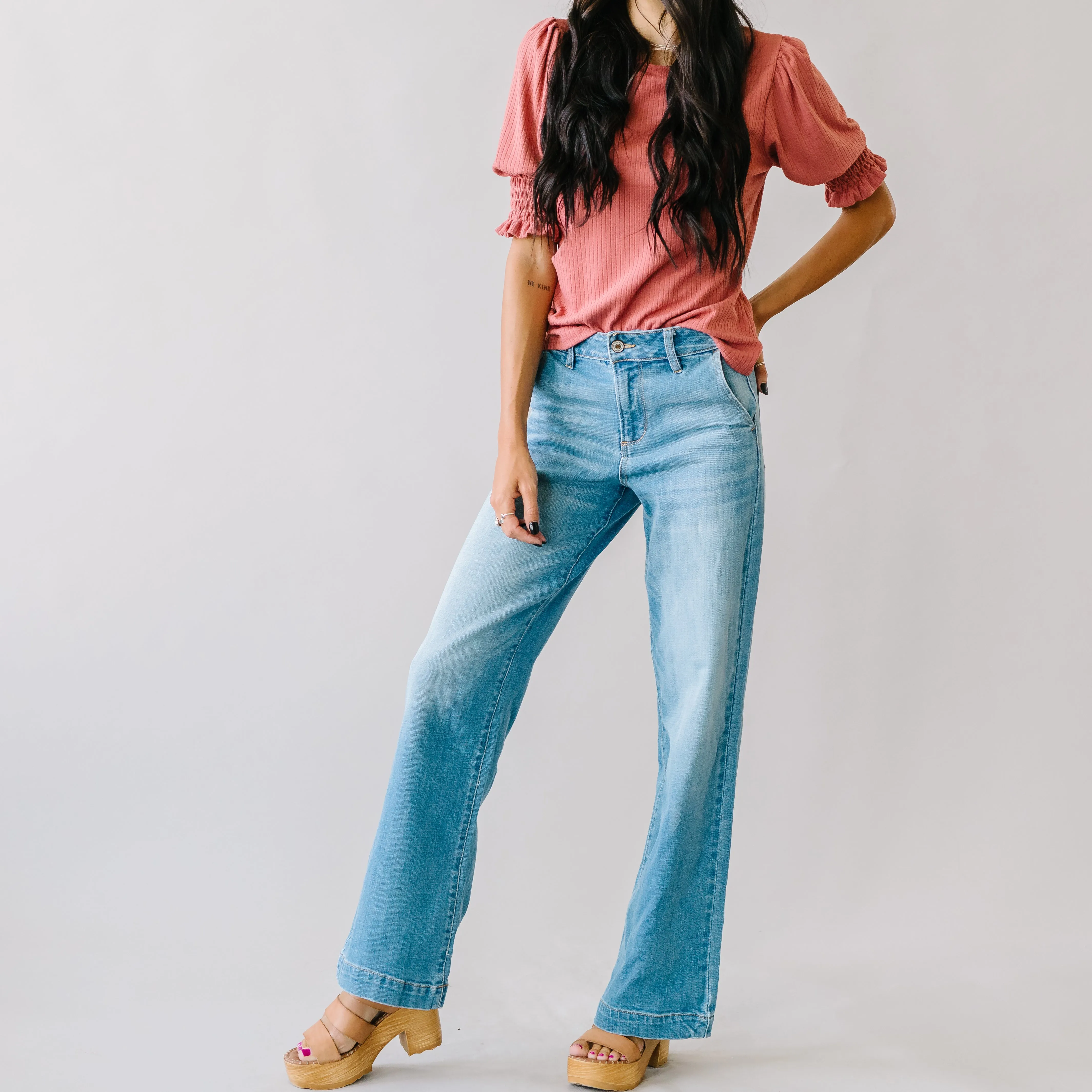 High Rise Kancan Trouser in Medium Wash