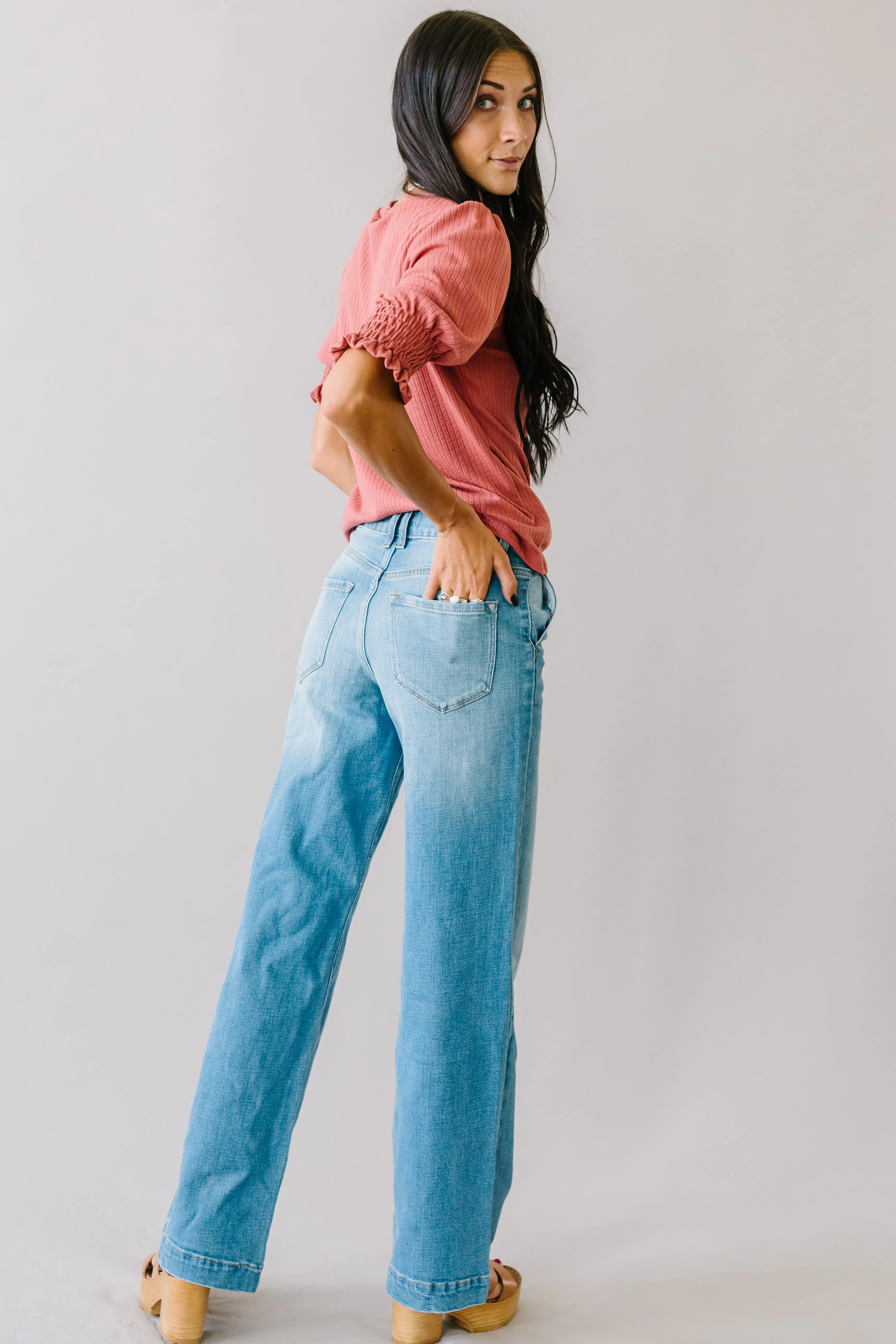High Rise Kancan Trouser in Medium Wash