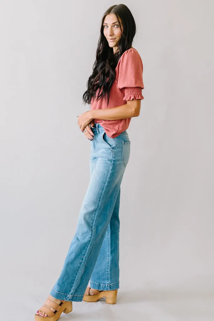 High Rise Kancan Trouser in Medium Wash