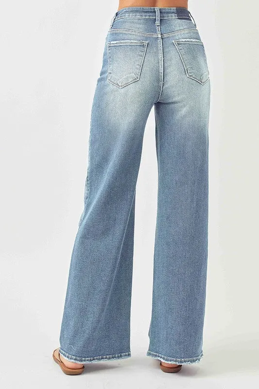 HIGH-RISE WIDE LEG JEANS