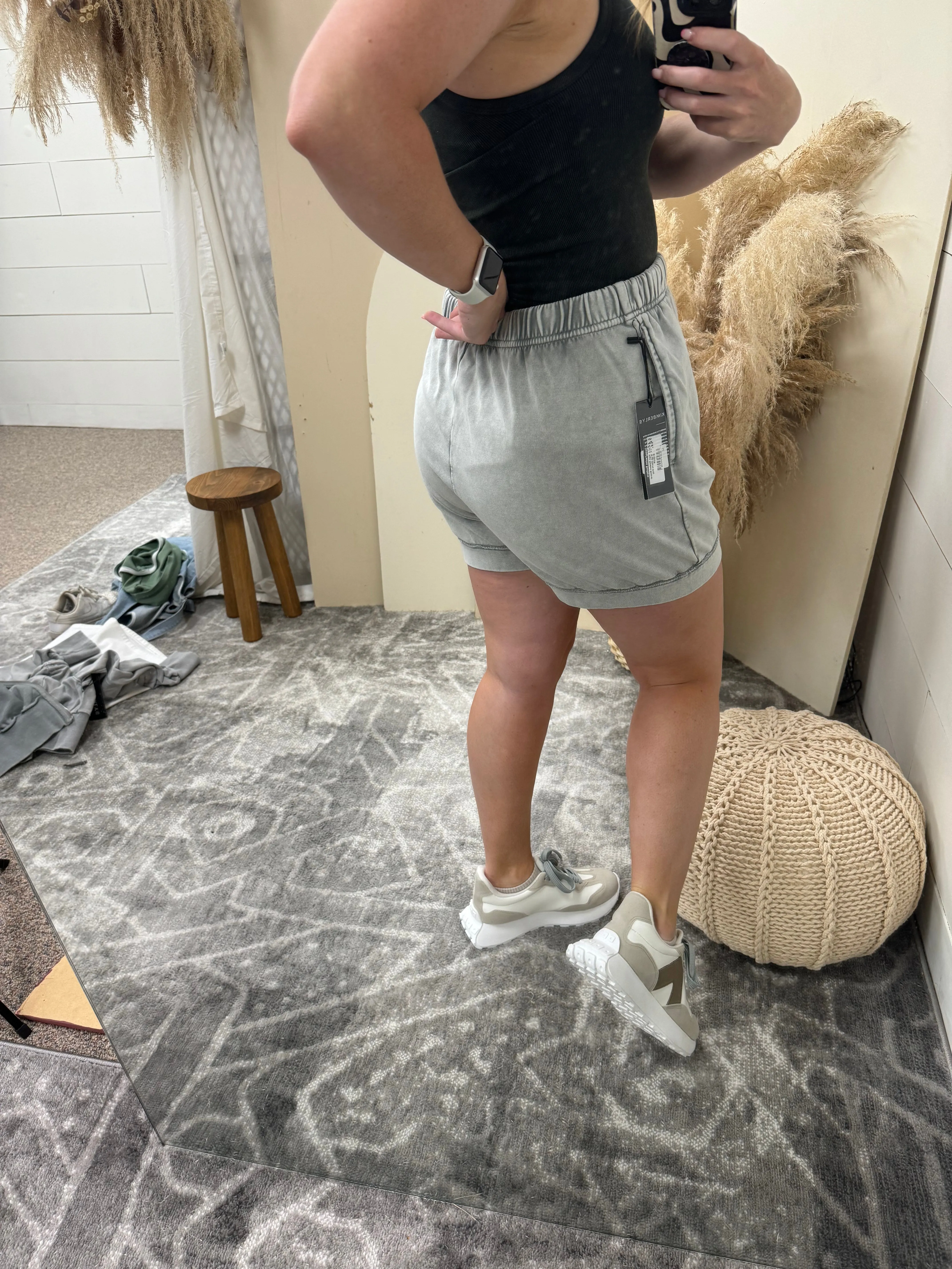 High Waisted Mineral Wash Shorts