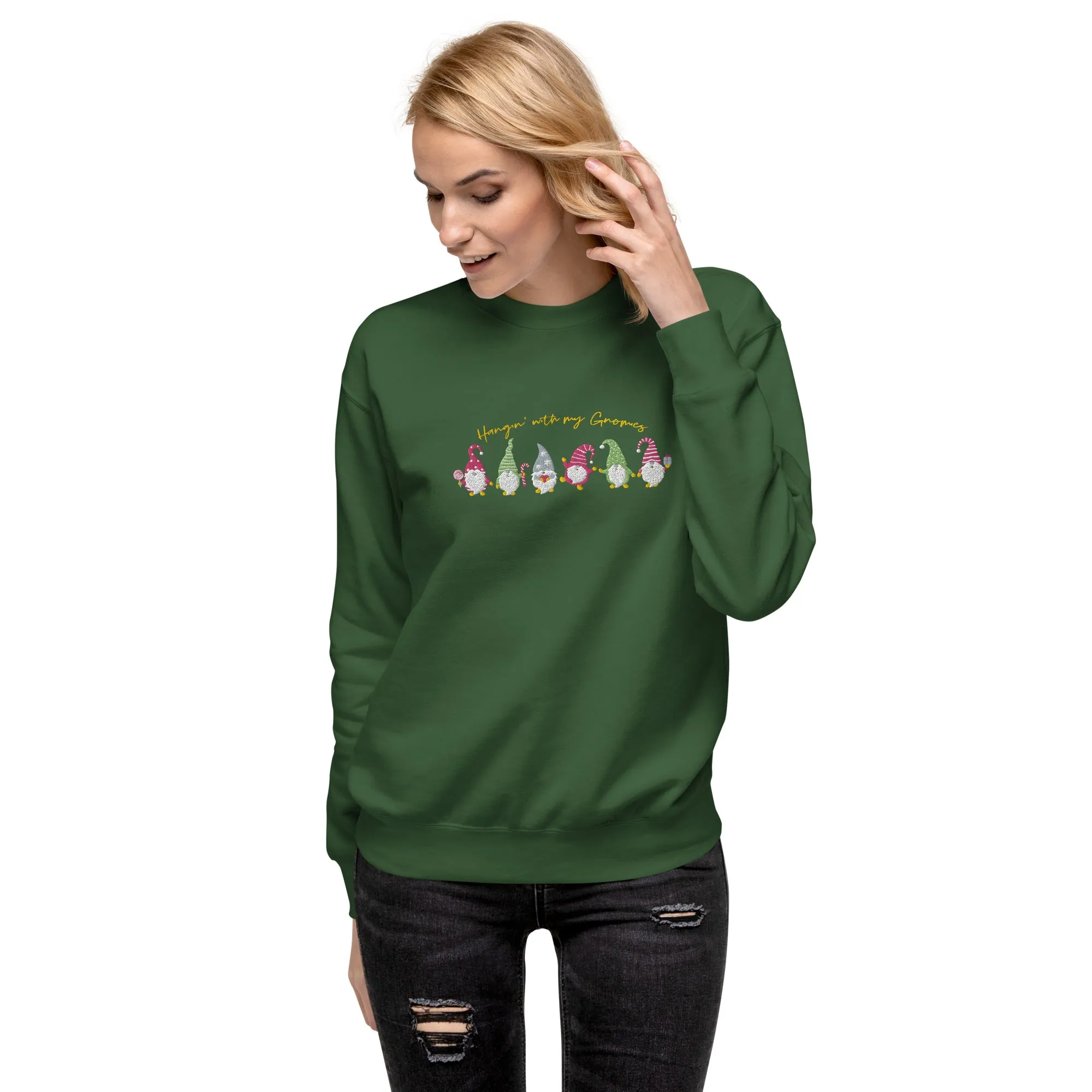 Holiday Sweatshirt - Hangin with my gnomies - Unisex Premium Sweatshirt