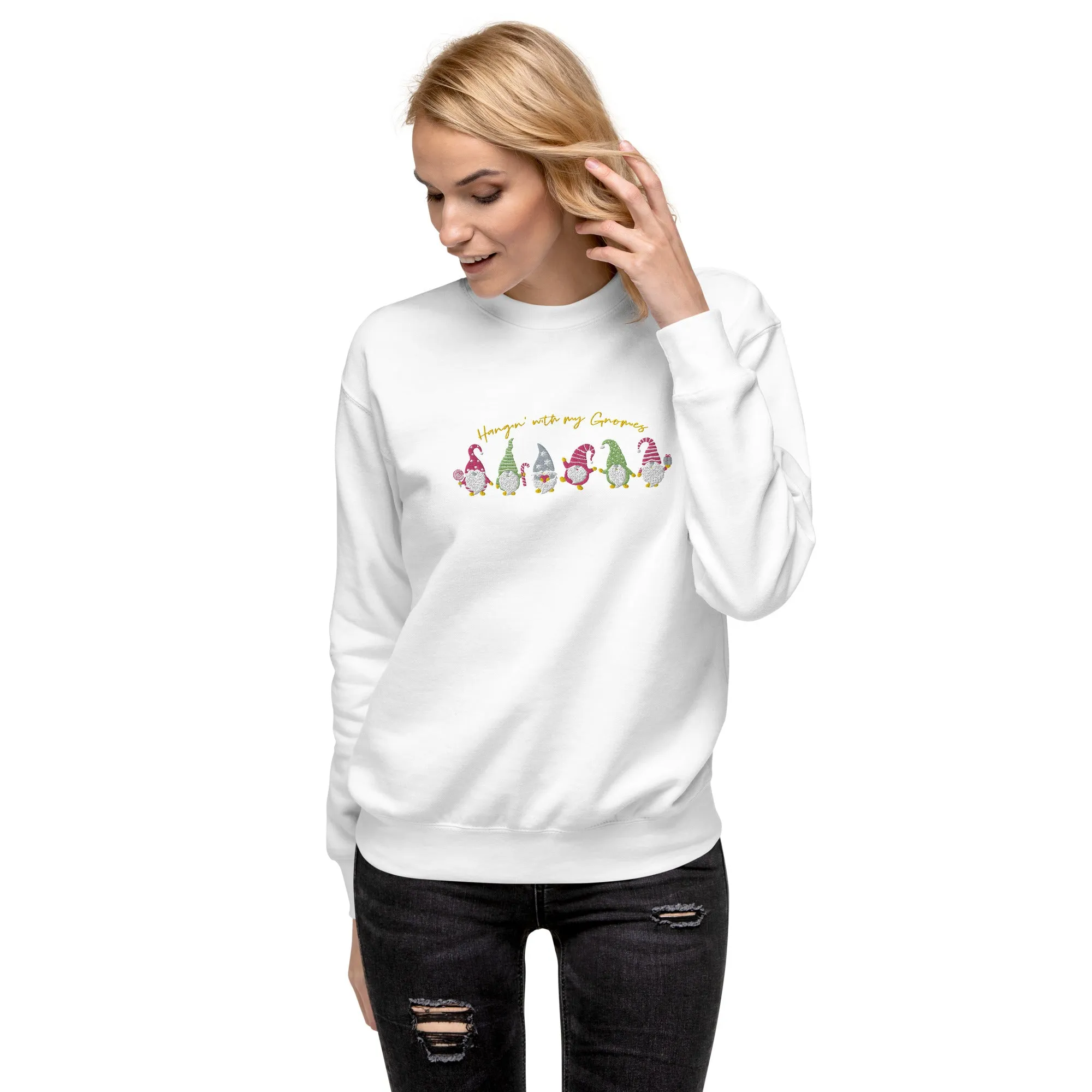 Holiday Sweatshirt - Hangin with my gnomies - Unisex Premium Sweatshirt