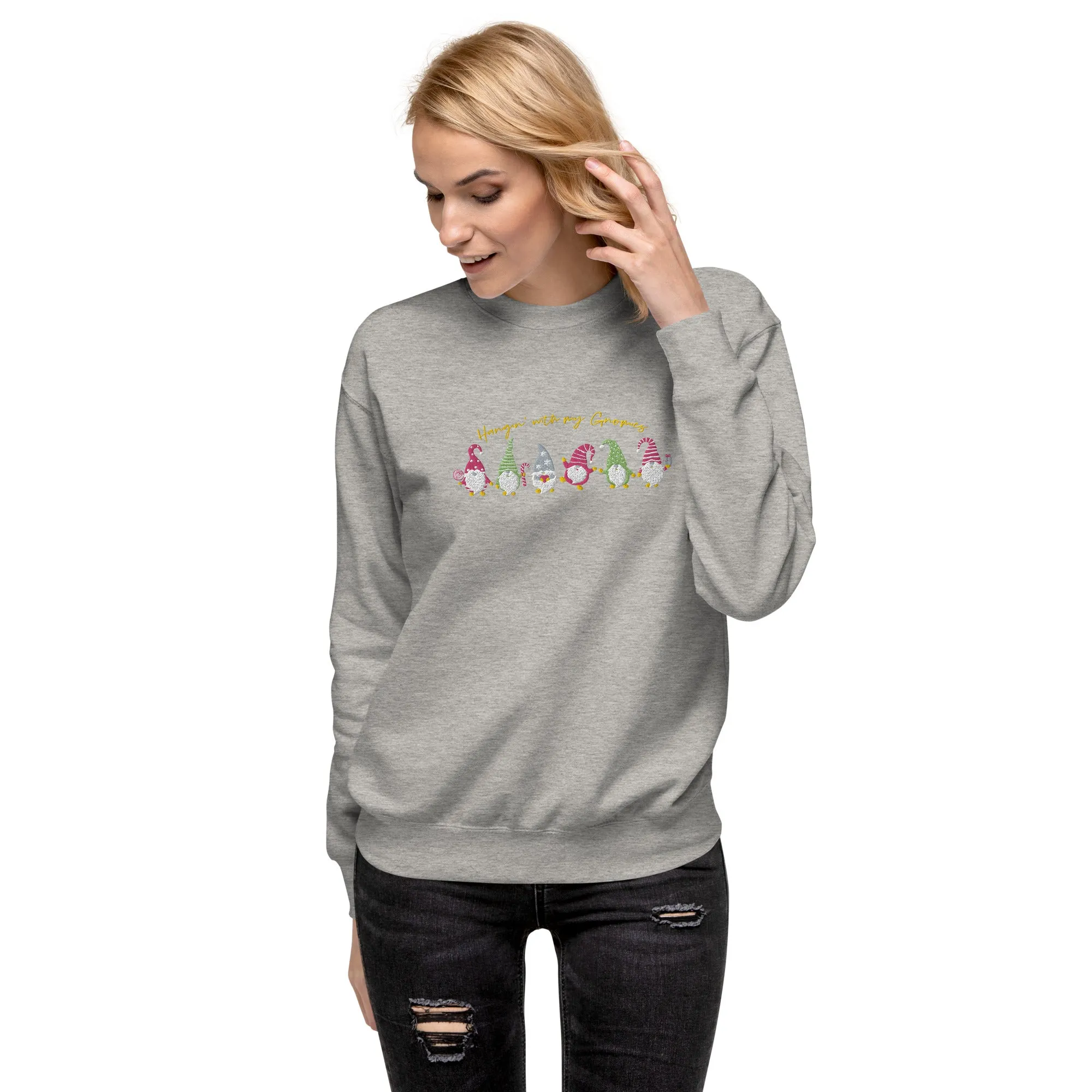 Holiday Sweatshirt - Hangin with my gnomies - Unisex Premium Sweatshirt