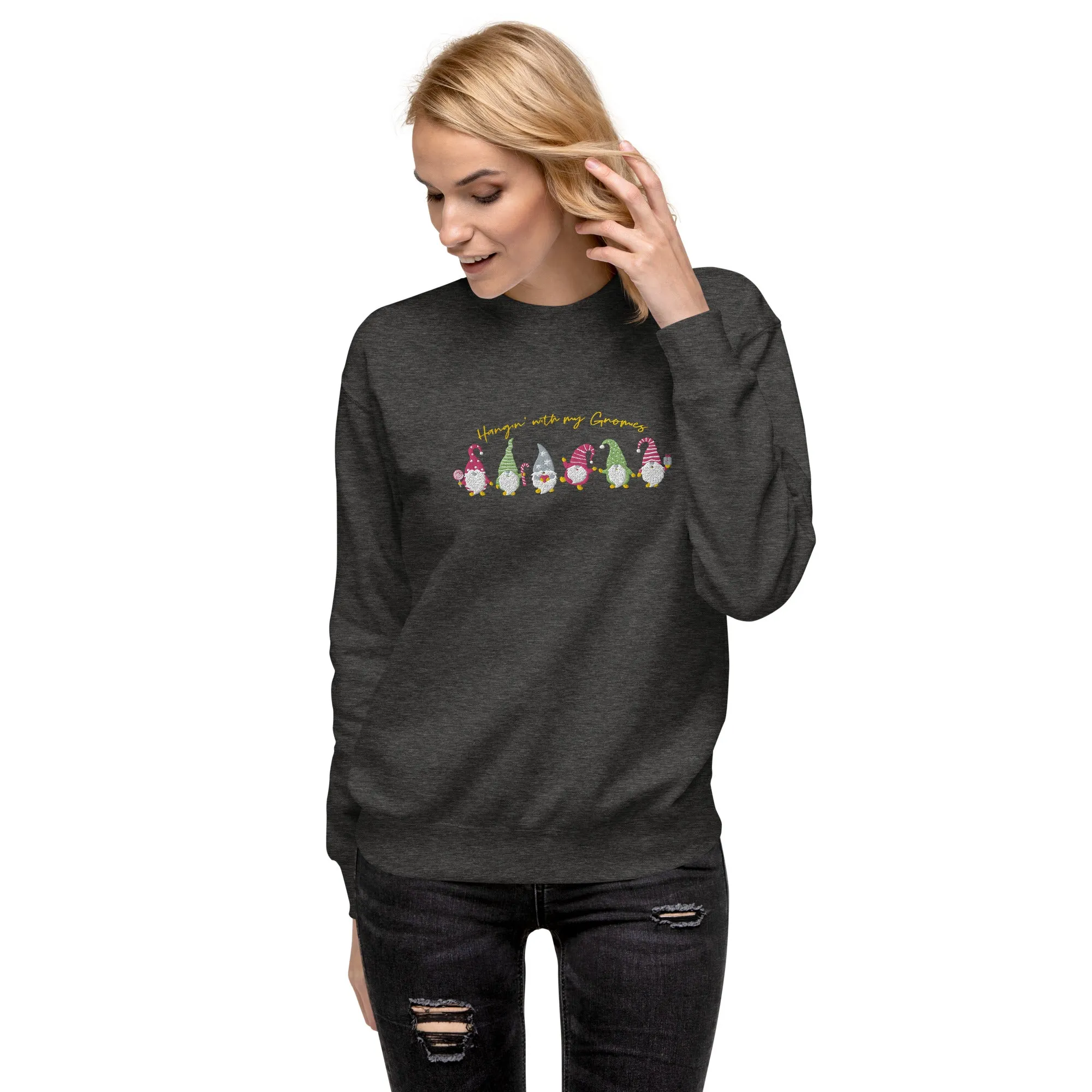 Holiday Sweatshirt - Hangin with my gnomies - Unisex Premium Sweatshirt