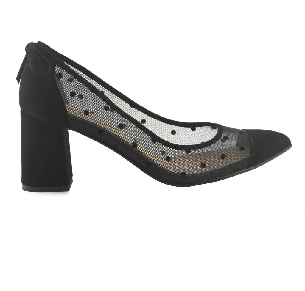 Holly - Black Polka Dot Mesh
