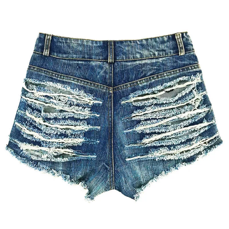 Hot Nightclub Bar Women's High Waisted Ripped Mini Denim Shorts