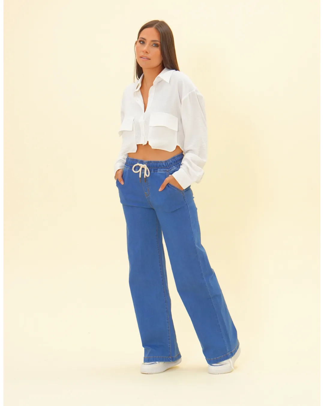 HR DRAWSTRING WIDE LEG JEAN