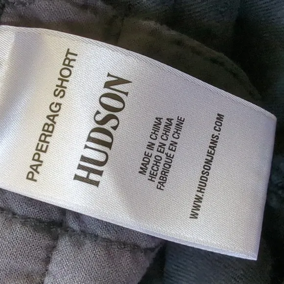 HUDSON I Black Casual Wide Leg Linen Blend Drawstring Paperbag Shorts, 32