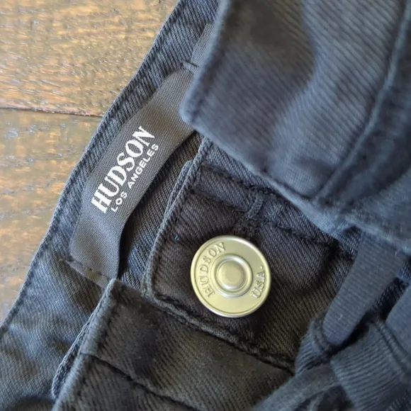 HUDSON I Black Casual Wide Leg Linen Blend Drawstring Paperbag Shorts, 32
