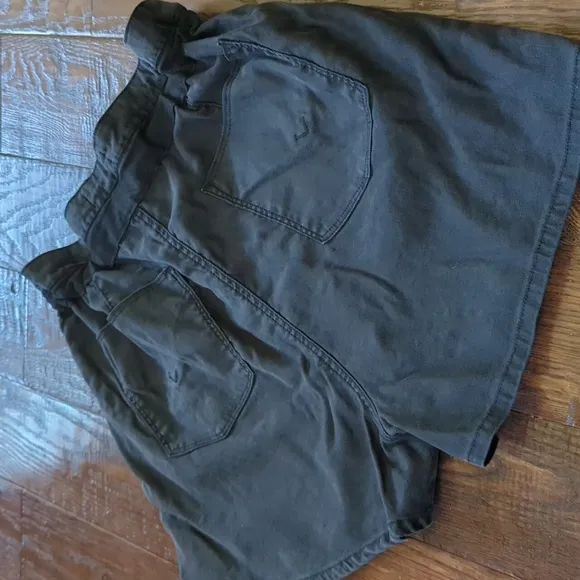 HUDSON I Black Casual Wide Leg Linen Blend Drawstring Paperbag Shorts, 32