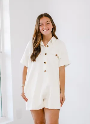 I Like It This Way Textured Romper in Oatmeal