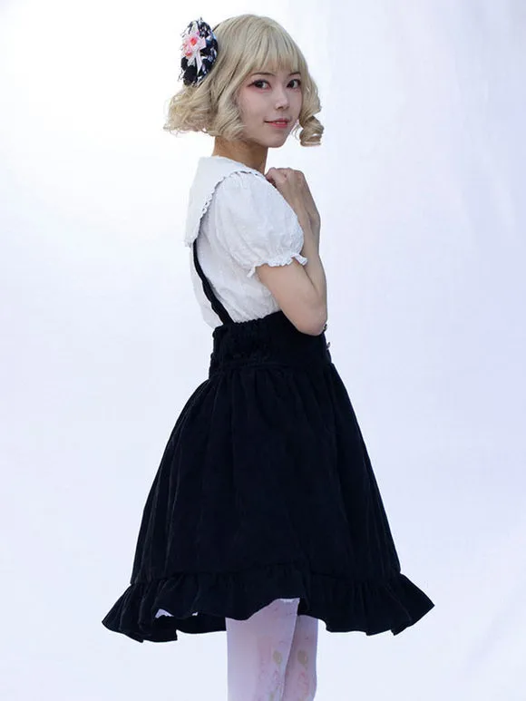 Idol clothes Lolita SK Angel Beats Floral Print Black Ruffles Lolita Skirts