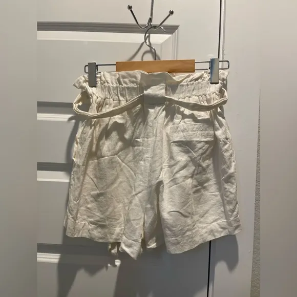 INDAH Kenya paper bag waist linen blend shorts M