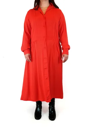 Ines De La Fressange x Uniqlo red dotty long sleeve maxi dress size L (best fits 14-16)