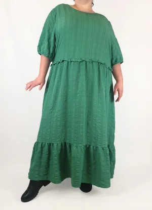Isobelle green textured half sleeve maxi dress size 26