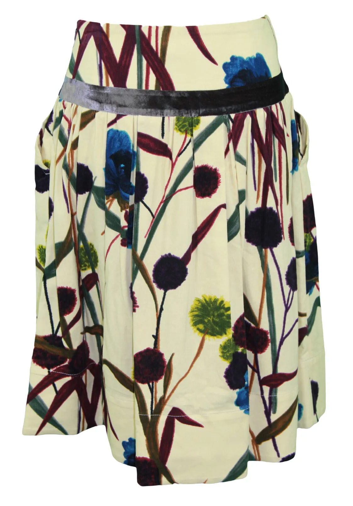 ISOLA MARRAS Women's Multi-Color Corduroy Knee Length Skirt US Sz 26 NWT