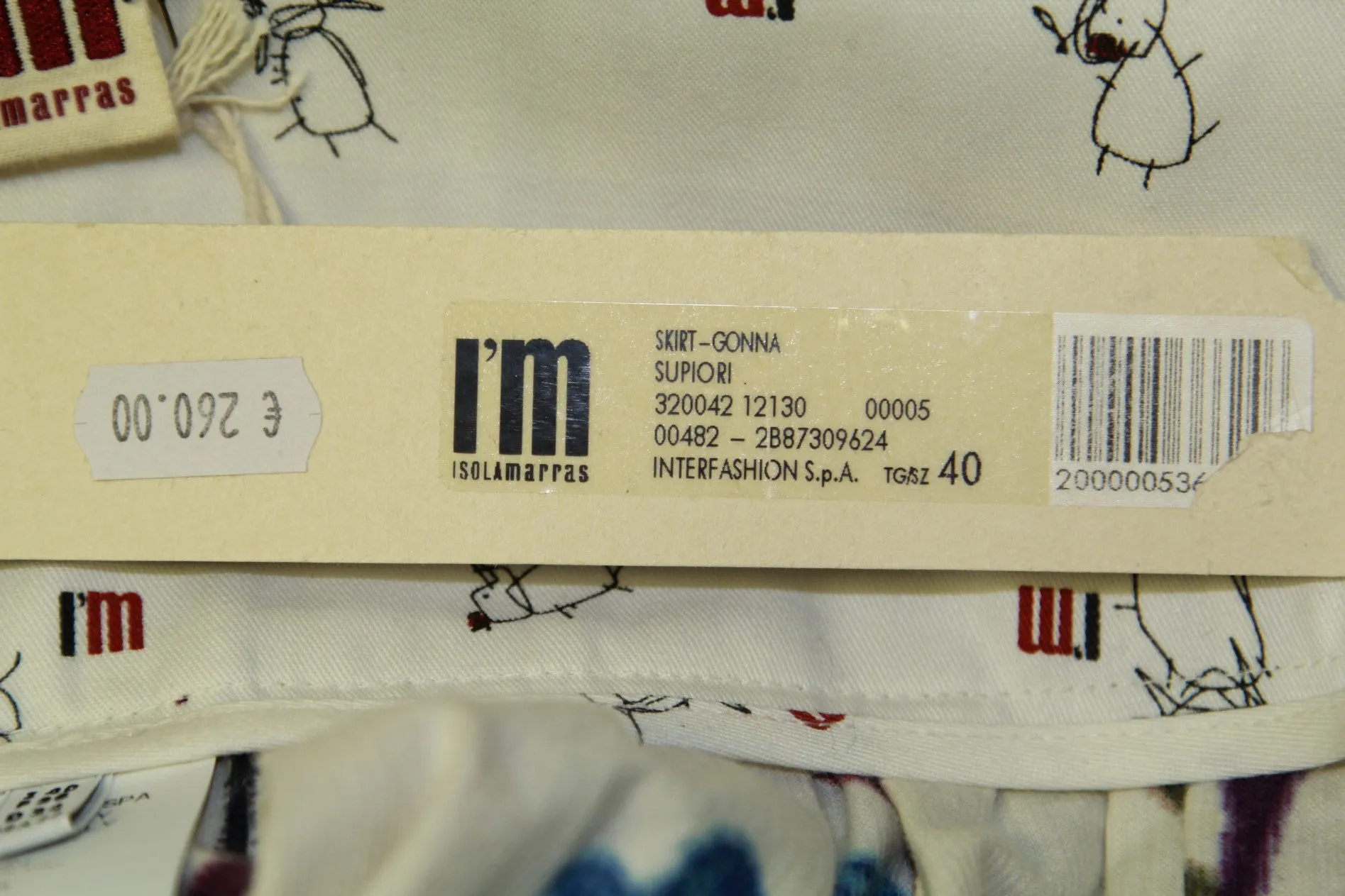ISOLA MARRAS Women's Multi-Color Corduroy Knee Length Skirt US Sz 26 NWT