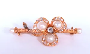 Jacobean Revival Barley Twist Brooch Pin 14kt clover 12538