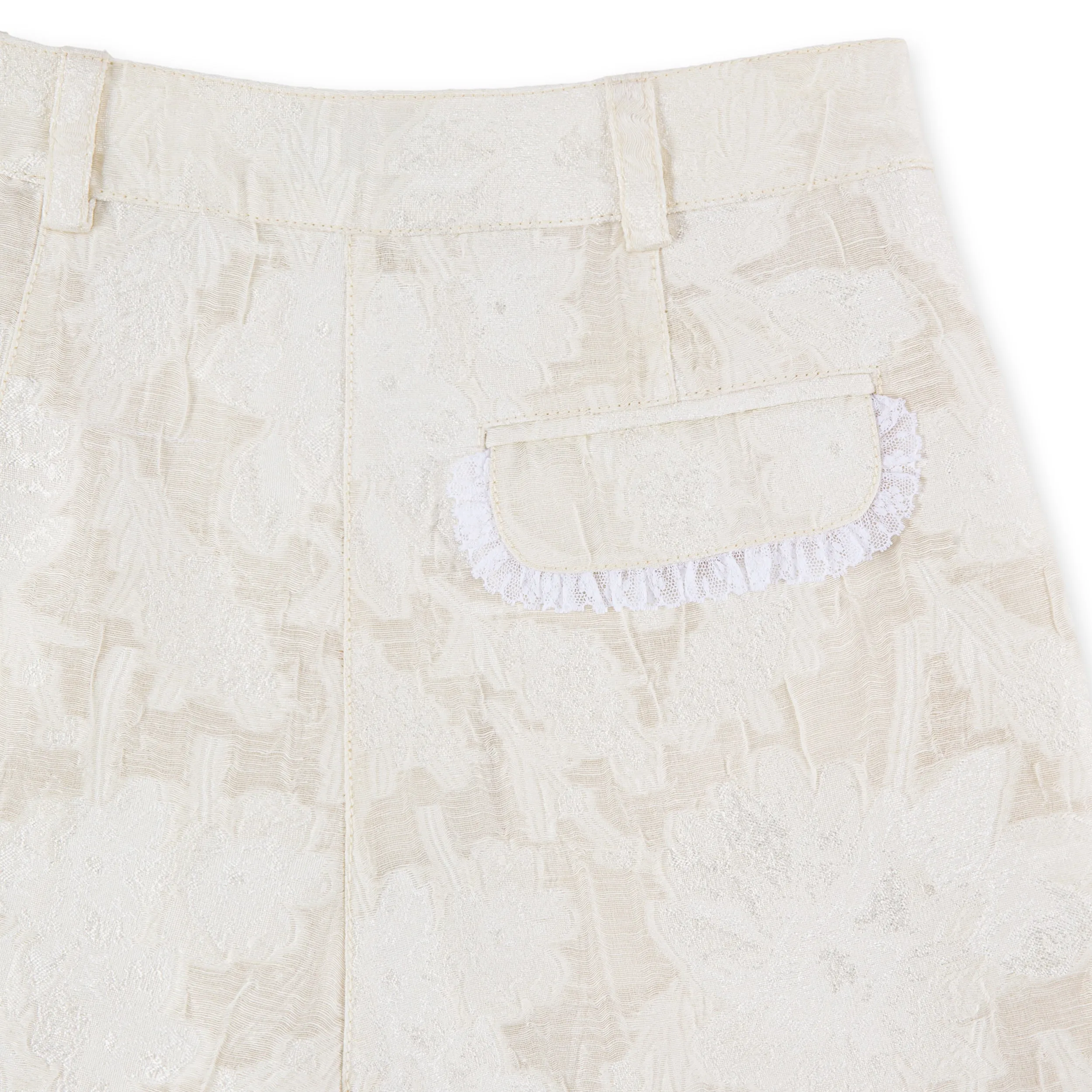 Jacquard Shorts with Lace Trim Detail  (Try-on)