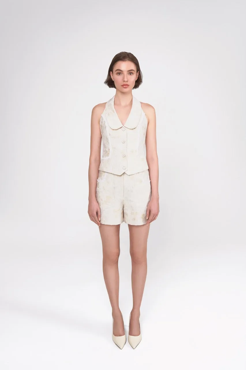Jacquard Shorts with Lace Trim Detail  (Try-on)