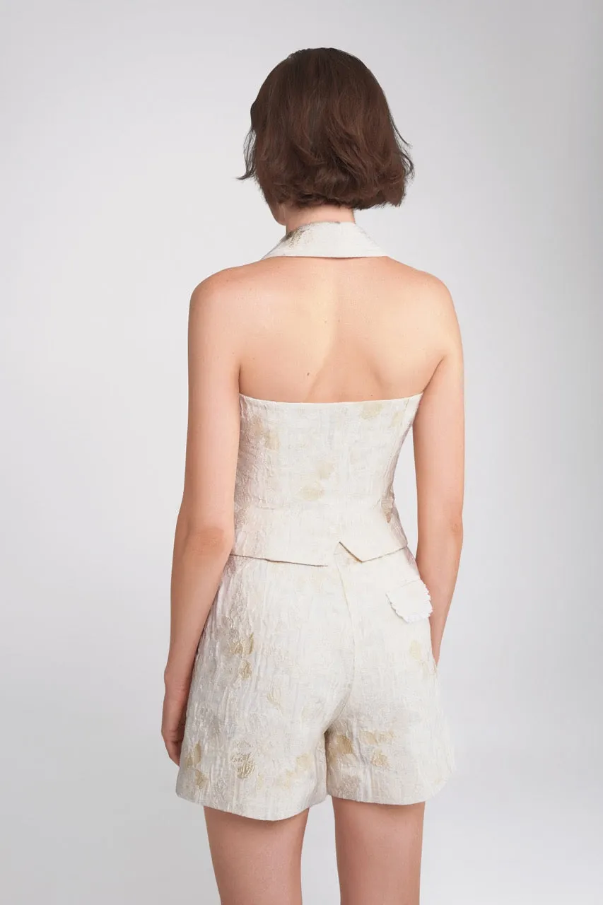 Jacquard Shorts with Lace Trim Detail  (Try-on)