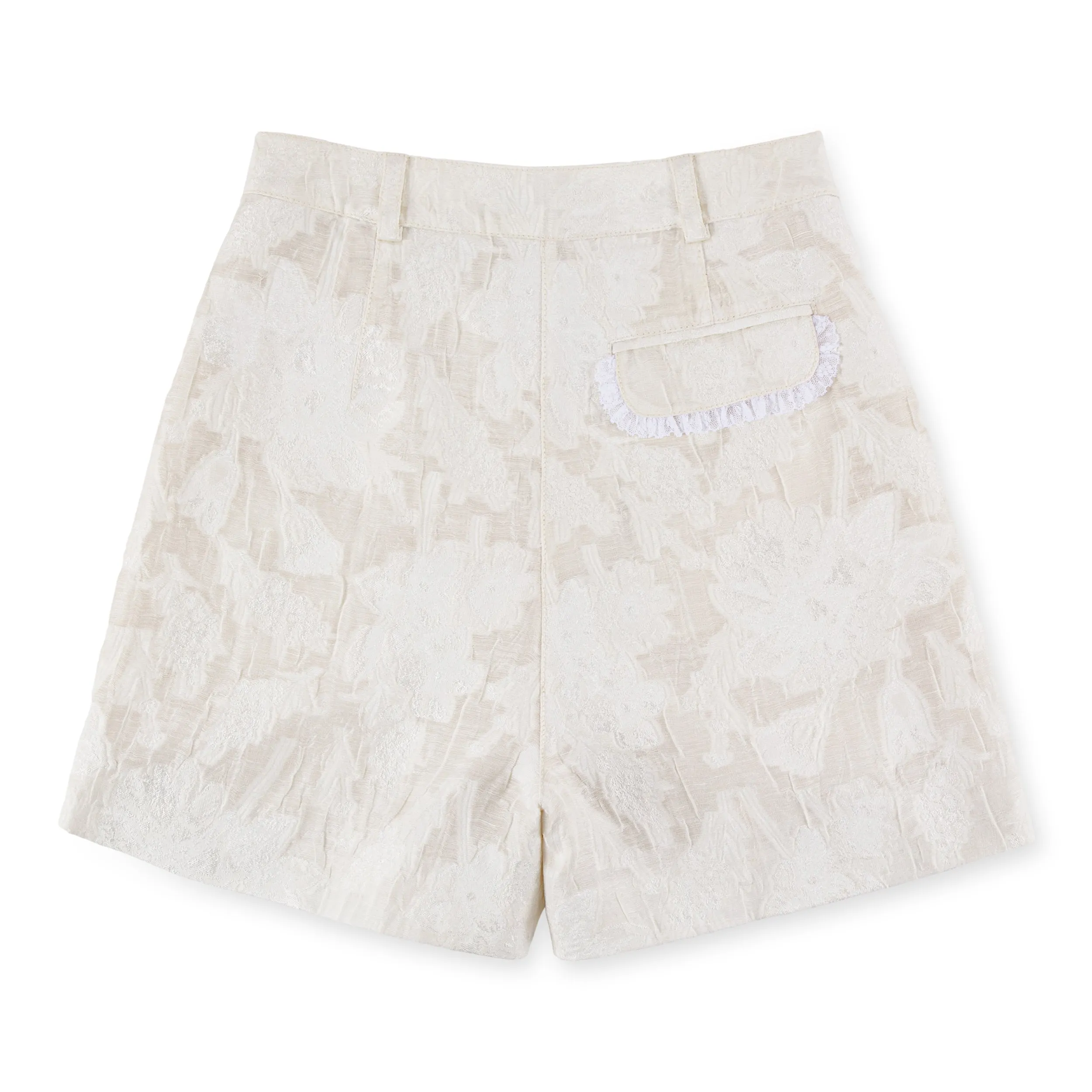 Jacquard Shorts with Lace Trim Detail  (Try-on)