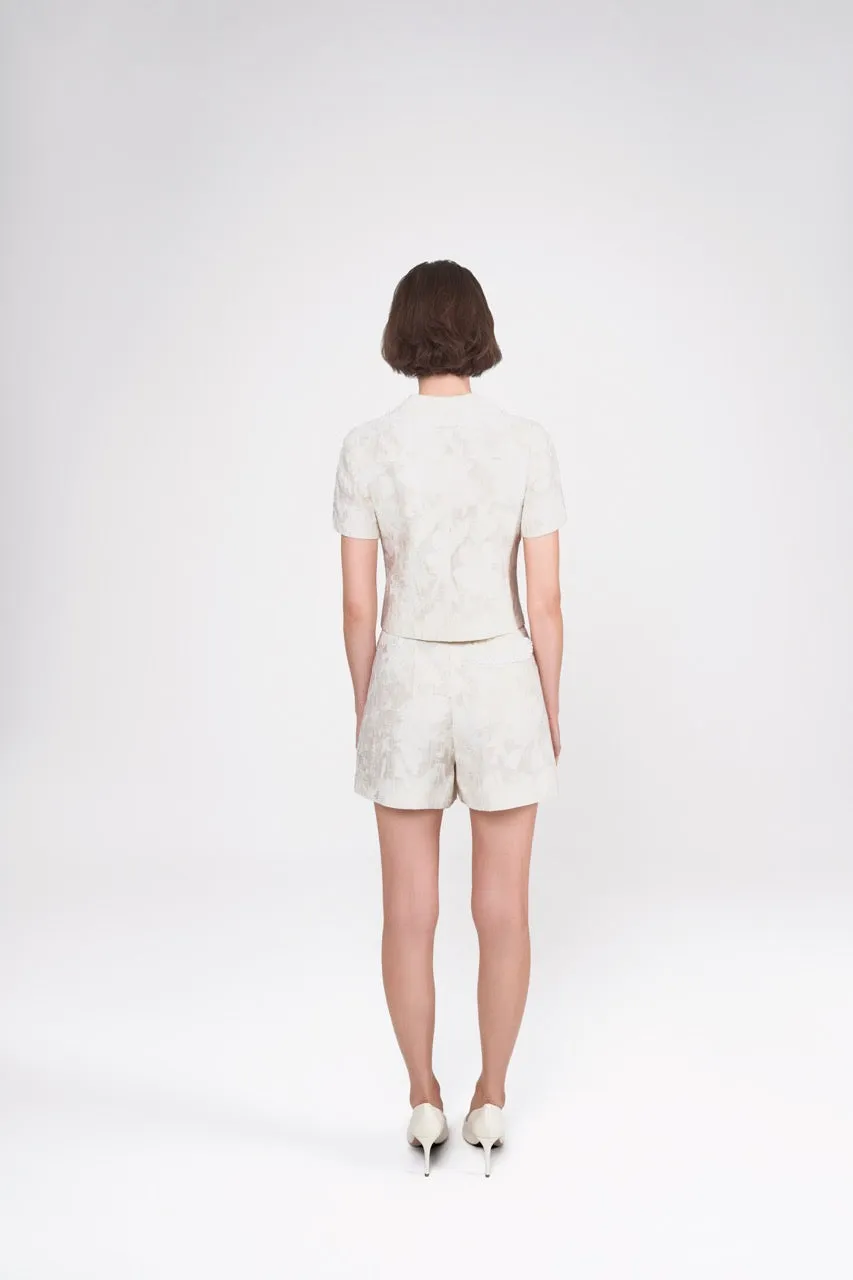Jacquard Shorts with Lace Trim Detail  (Try-on)