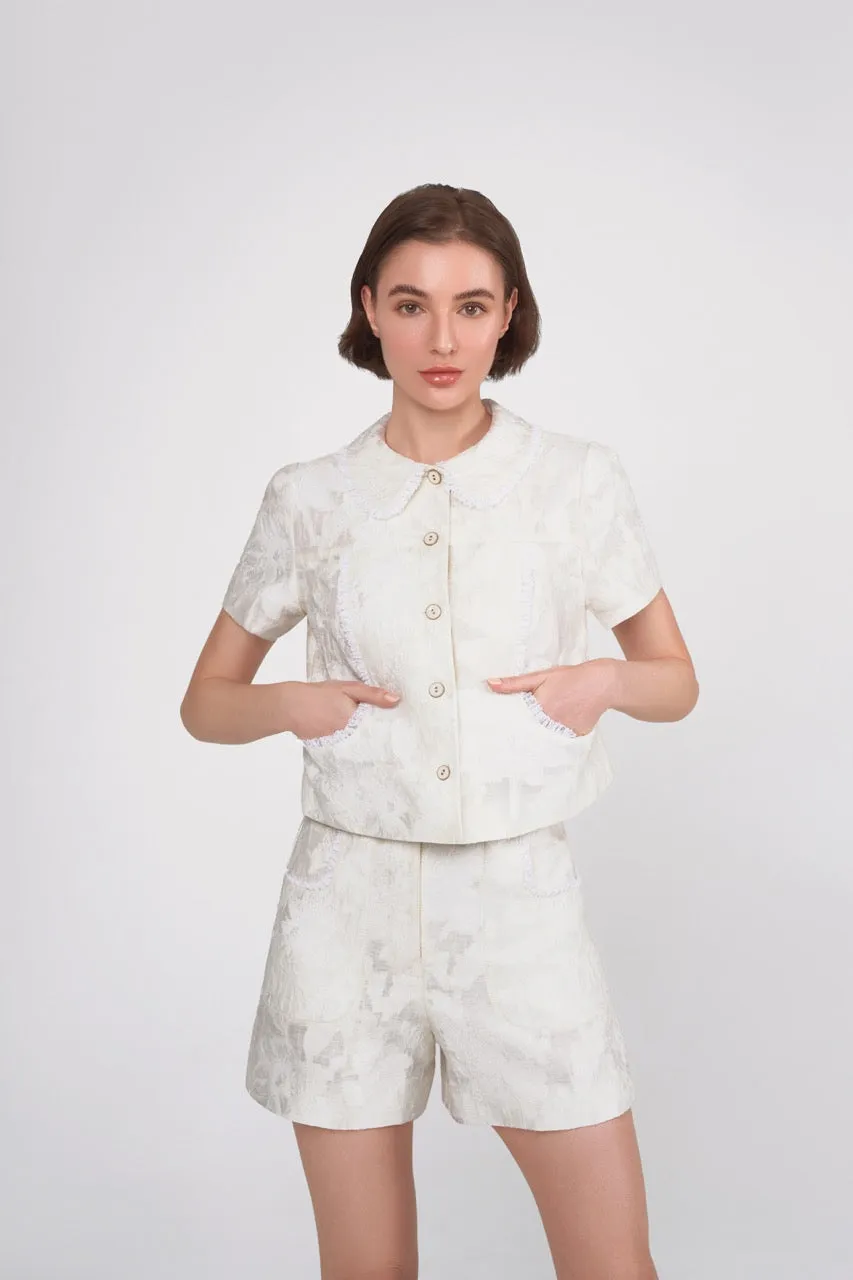 Jacquard Shorts with Lace Trim Detail  (Try-on)