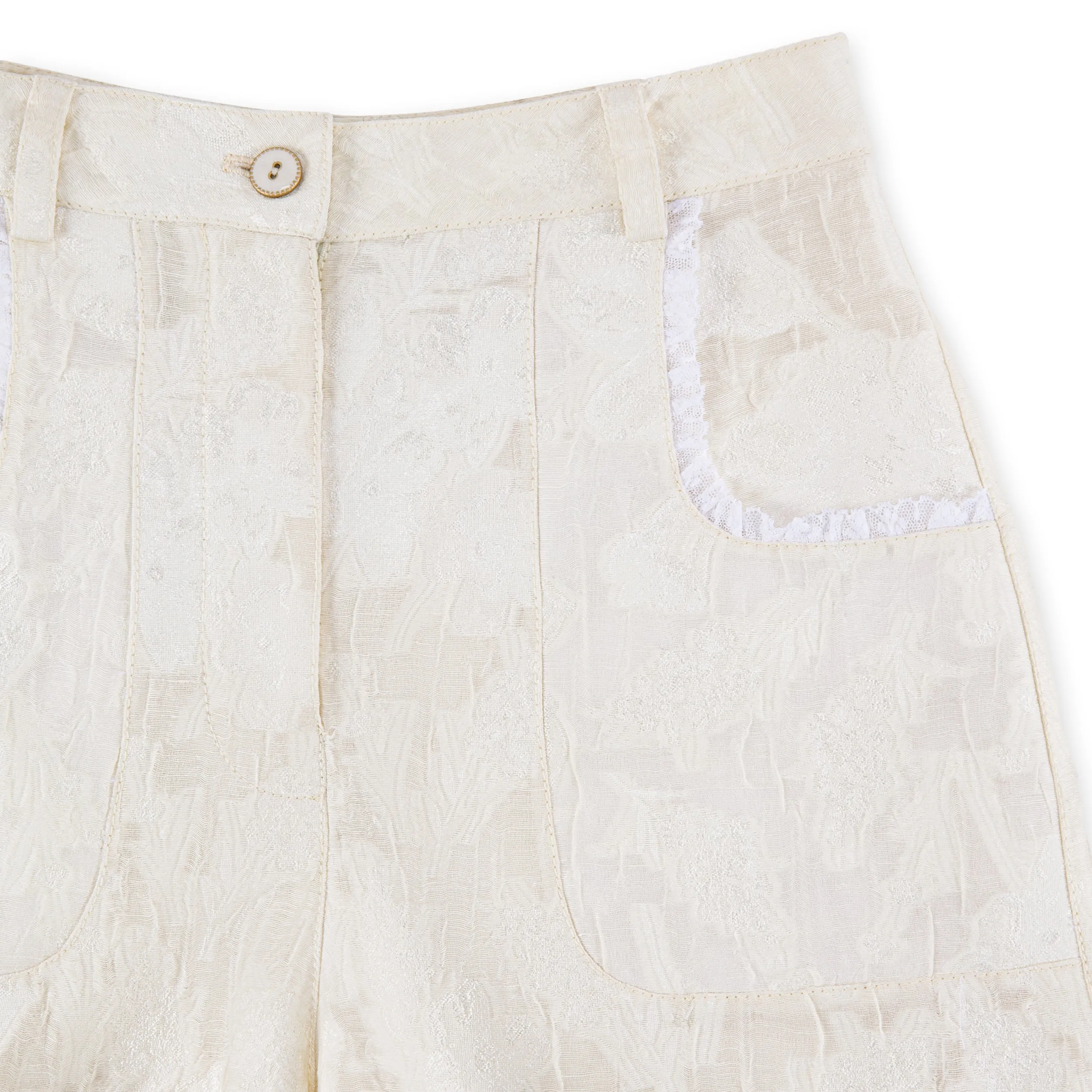 Jacquard Shorts with Lace Trim Detail  (Try-on)
