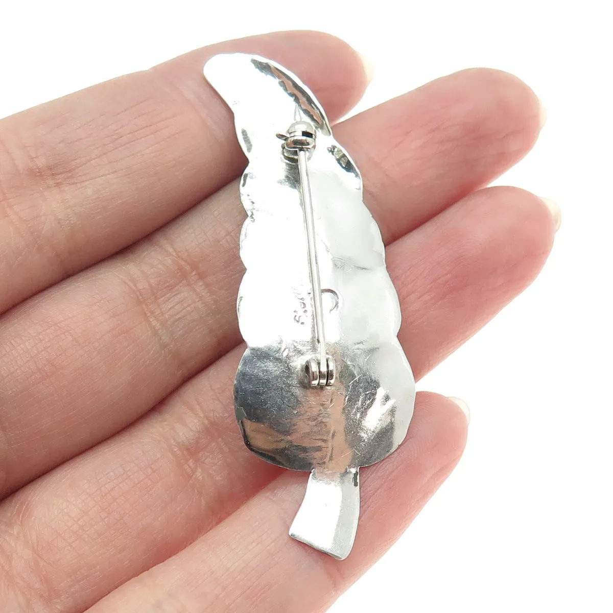 JASON LIVINGSTON NAVAJO Old Pawn Sterling Silver MOP Feather Tribal Pin Brooch