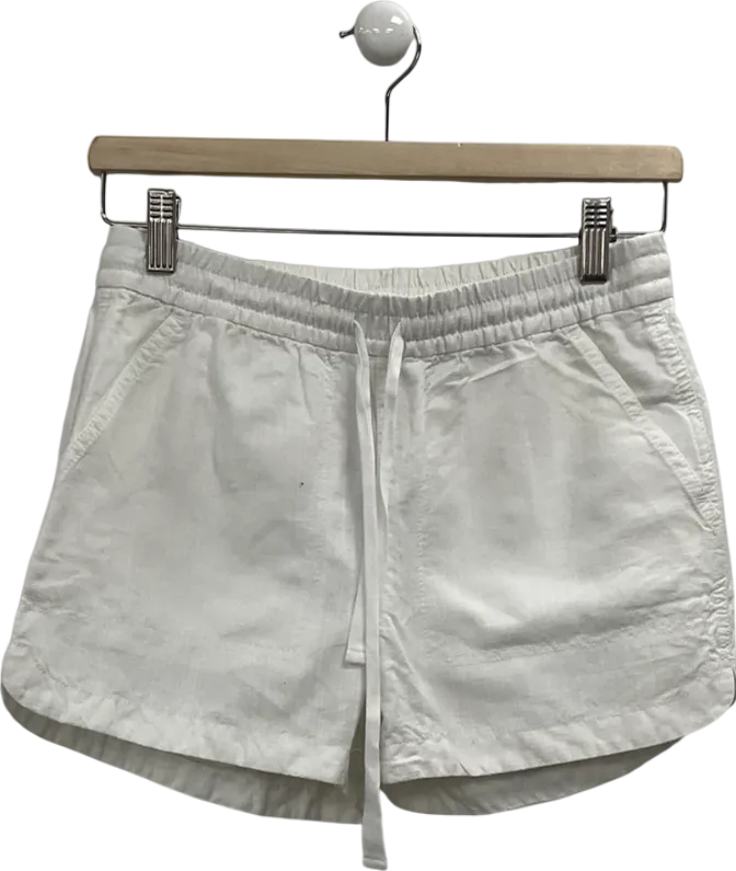 j,crew White Linen-cotton Drawstring Short UK XXS