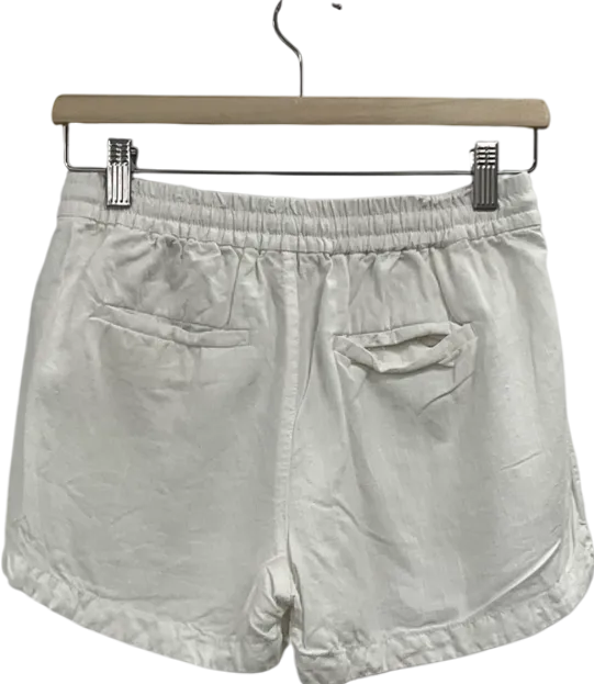 j,crew White Linen-cotton Drawstring Short UK XXS