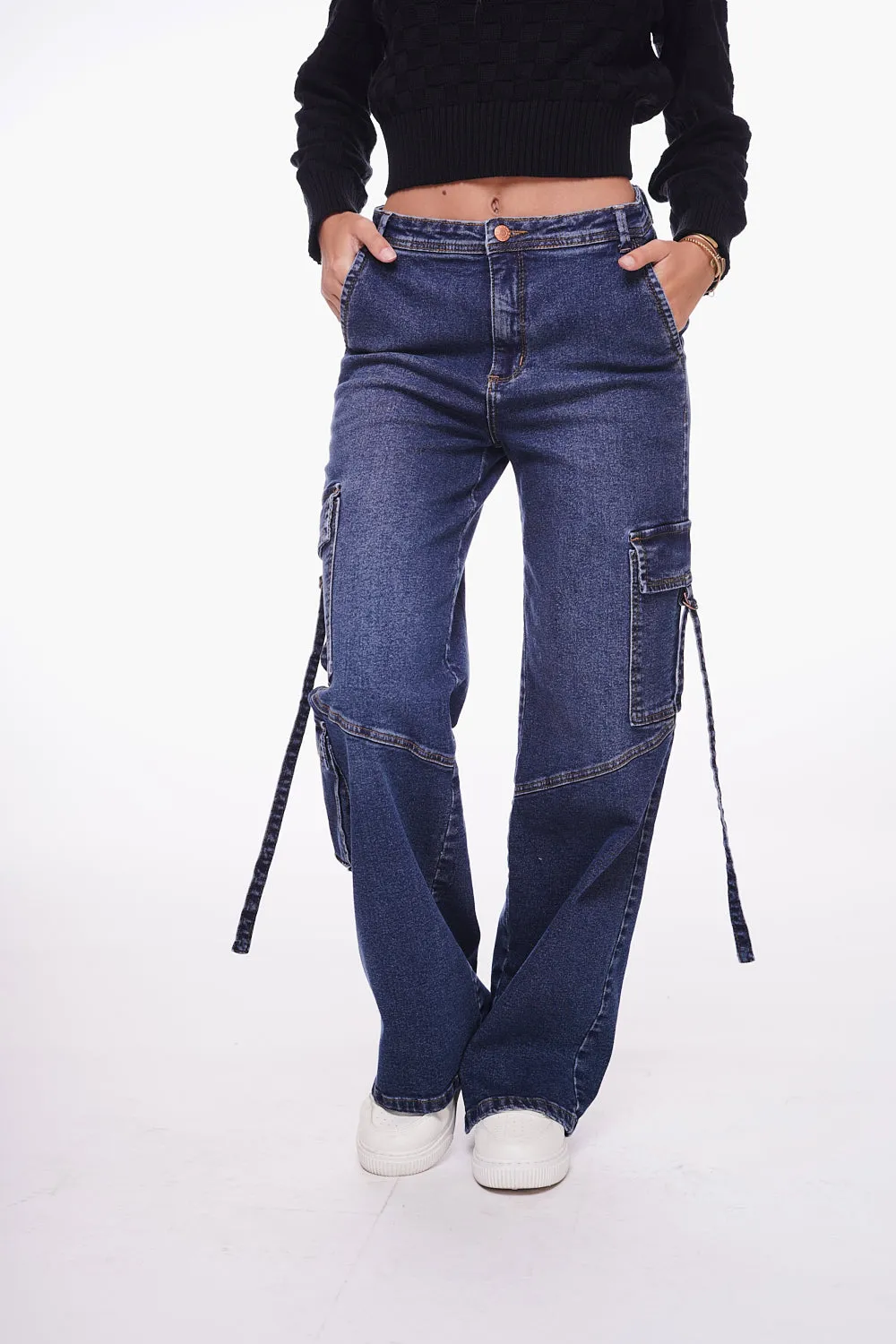 Jeans Citrino Wide Multibolsillos Azul Efesis
