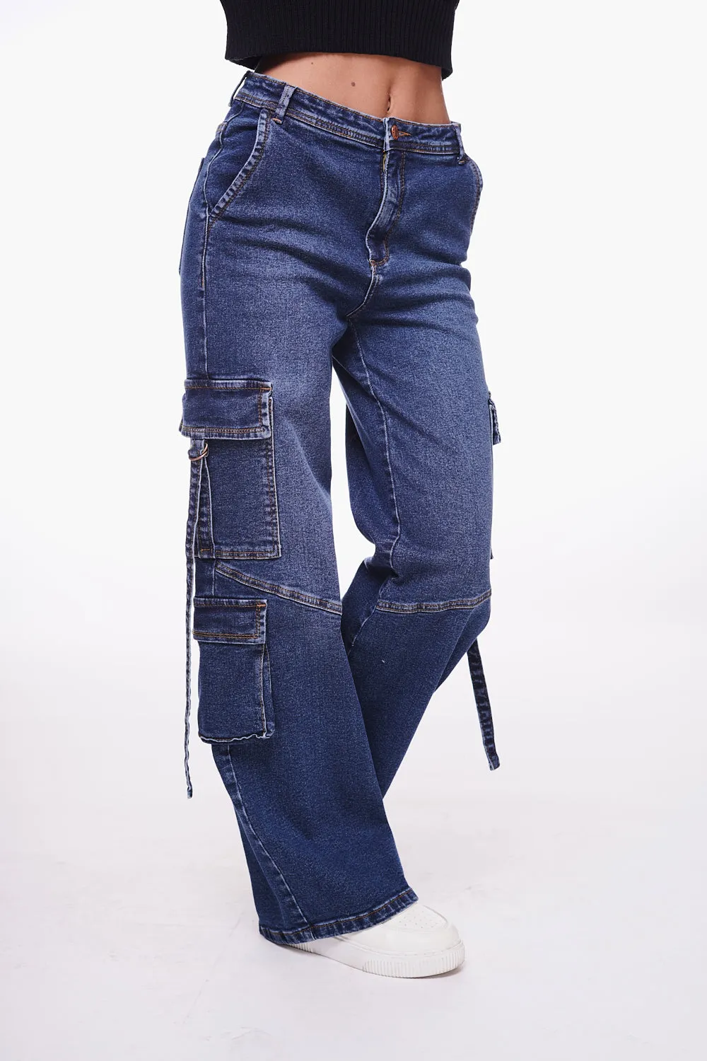 Jeans Citrino Wide Multibolsillos Azul Efesis