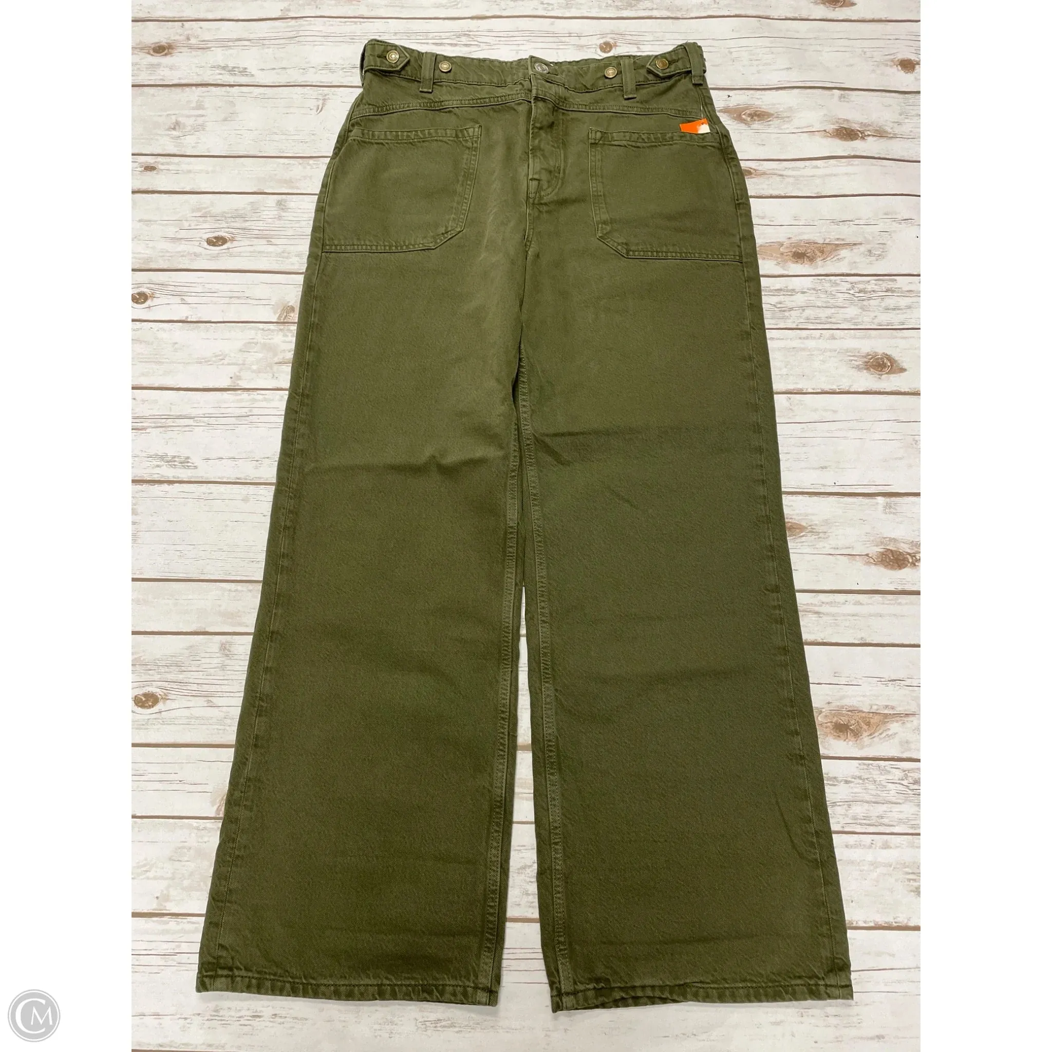 Jeans Wide Leg By We The Free In Green Denim, Size: 10