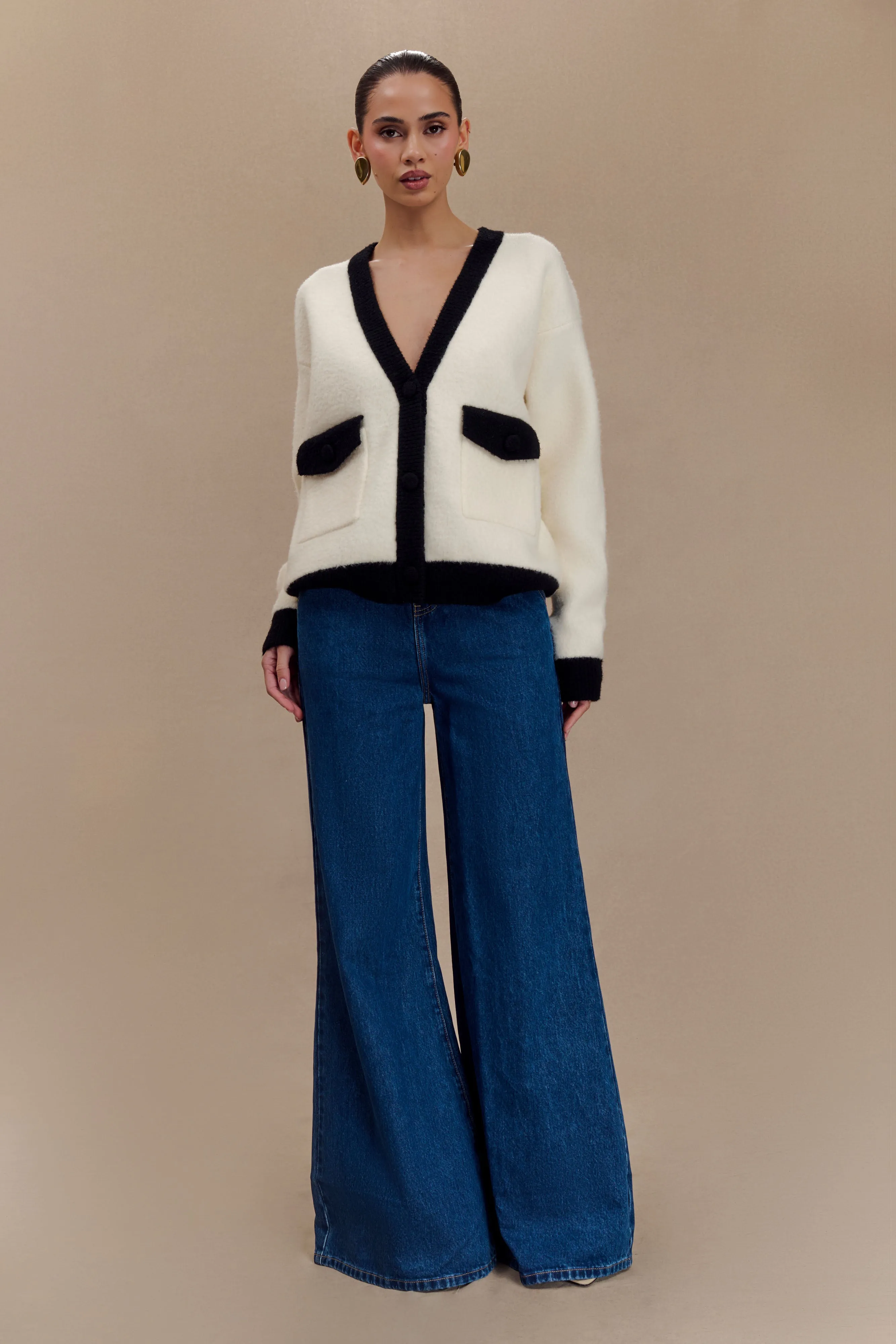 Jen Wide Leg Flare Denim Jeans - Dark Blue