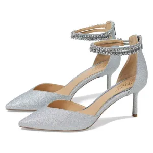 Jewel Badgley Mischka Women's Maya Crystal Strap 2-Piece Pump Heels Size 6